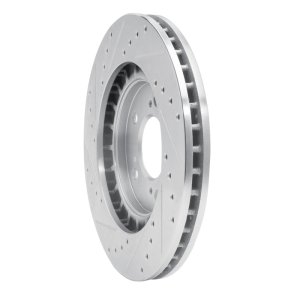 Acura NSX Brake Rotor (1) - Front Right - R1 Concepts - Drilled & Slotted - Silver - `97-`05